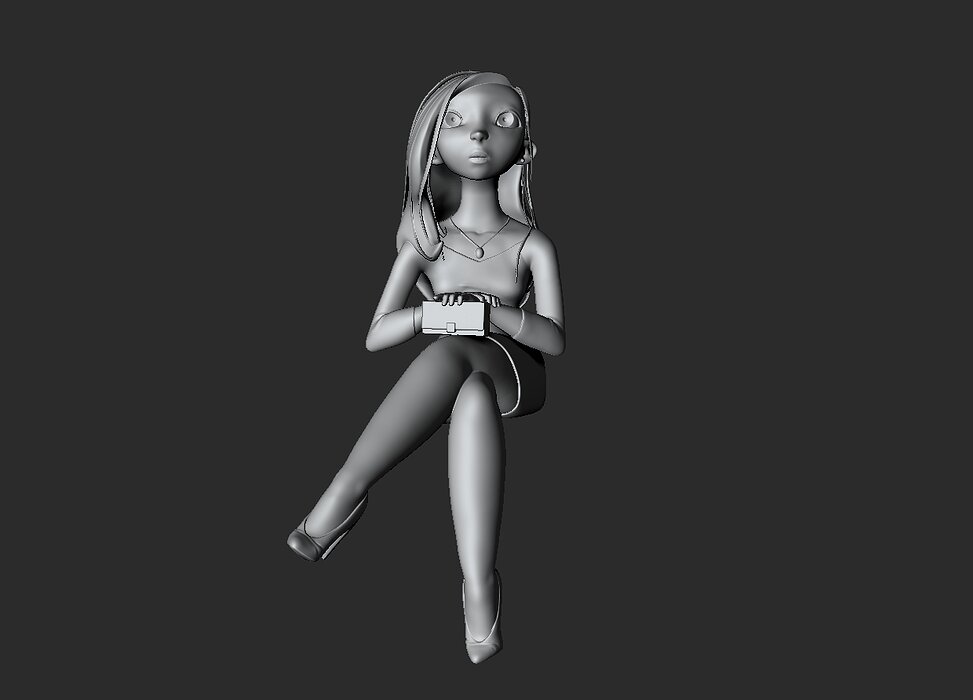 waiting lady 3D OBJ Model — view 3