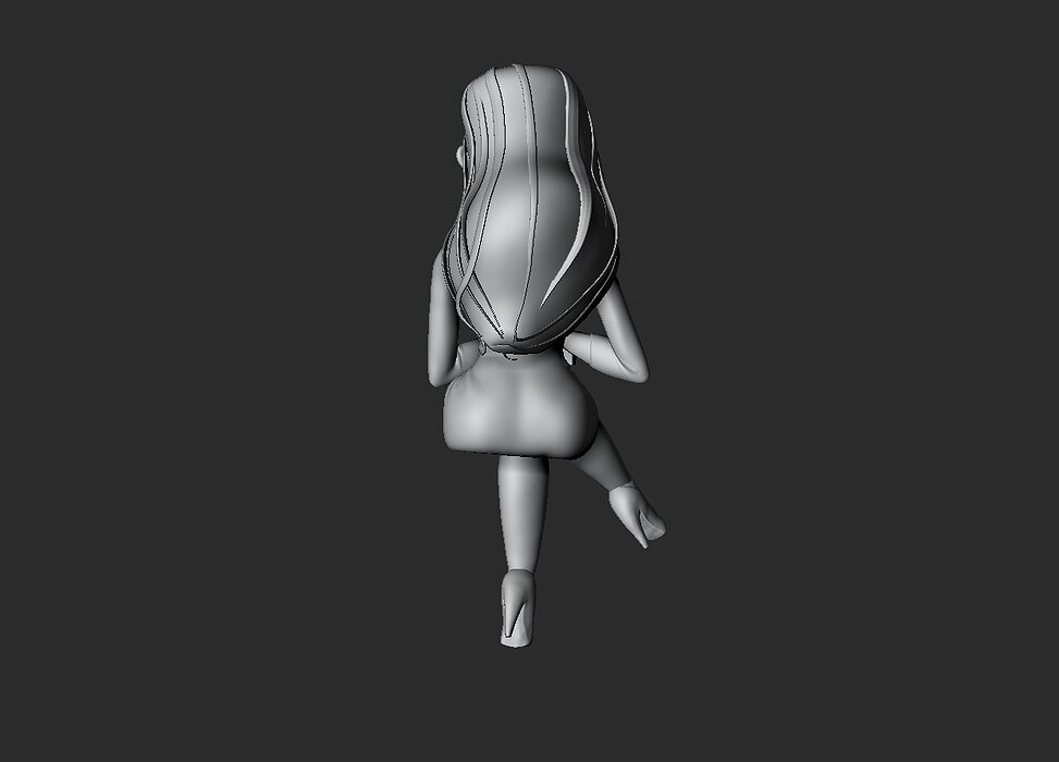waiting lady 3D OBJ Model — view 4