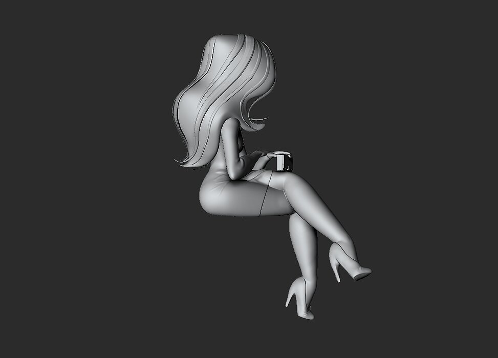 waiting lady 3D OBJ Model — view 5