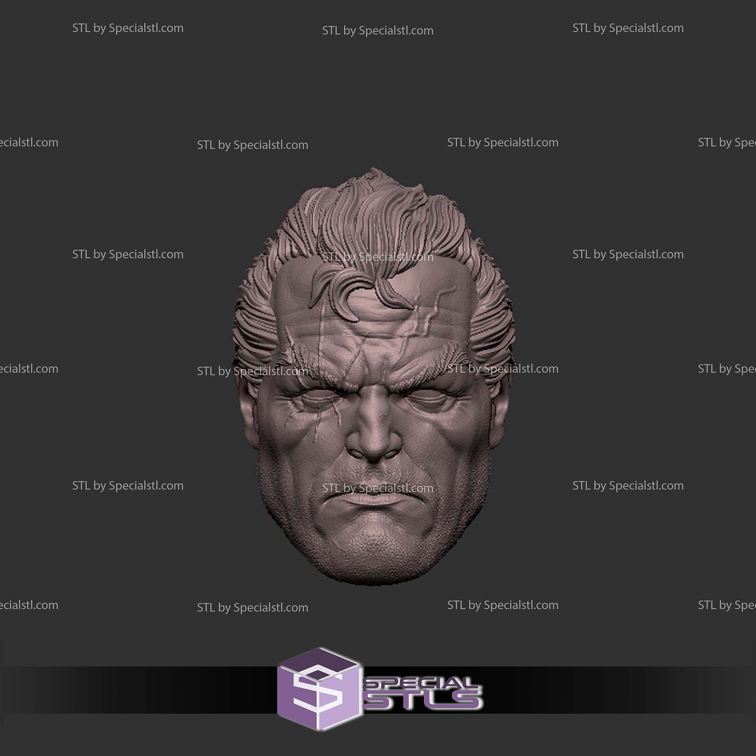 Custom Head STL Cable X Men 3D Model — view 3