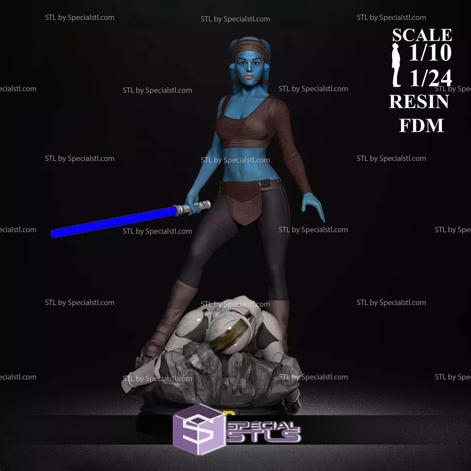 Aayla Secura Blue V2 3D Printer Files STL Model — view 2