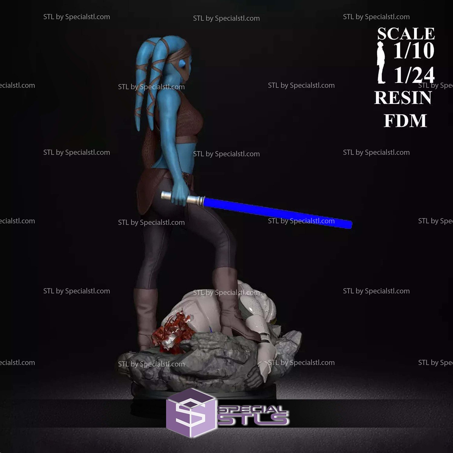 Aayla Secura Blue V2 3D Printer Files STL Model — view 3