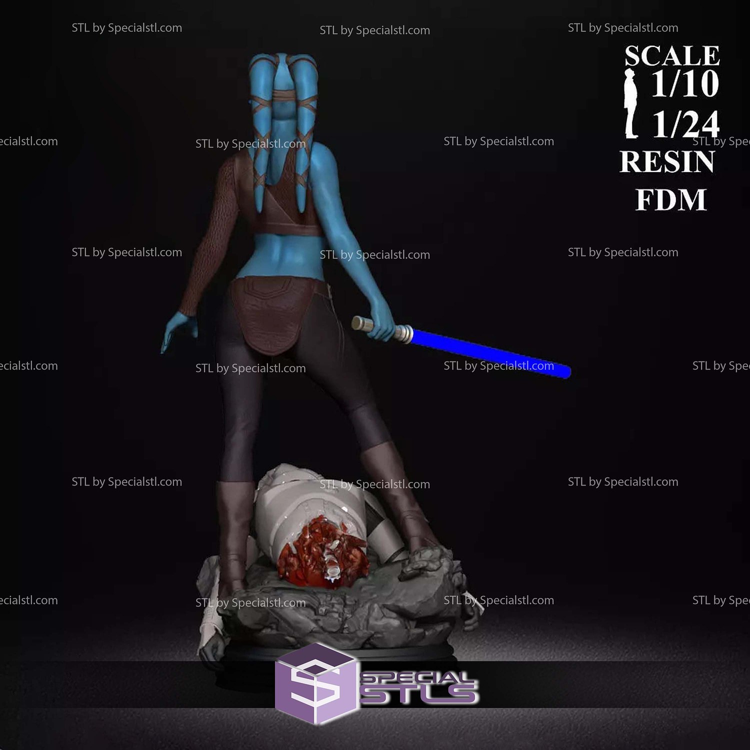Aayla Secura Blue V2 3D Printer Files STL Model — view 4
