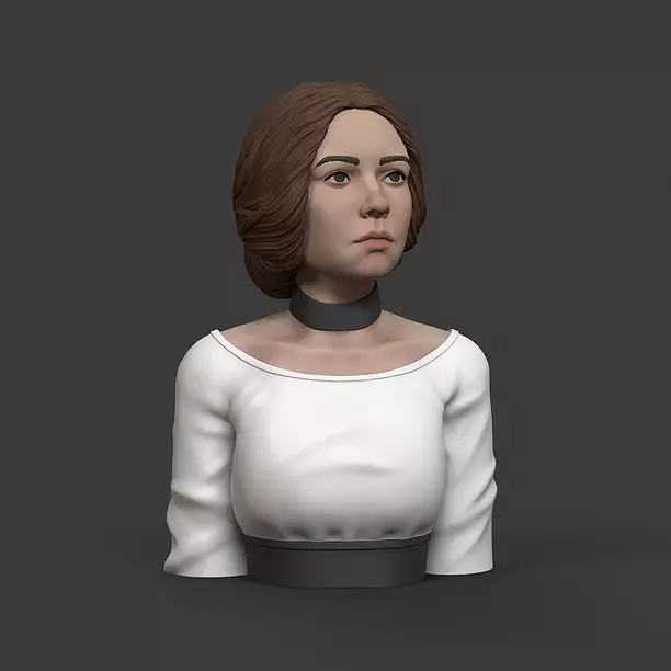 Girl P 3D print model bust of star wars character OBJ Model