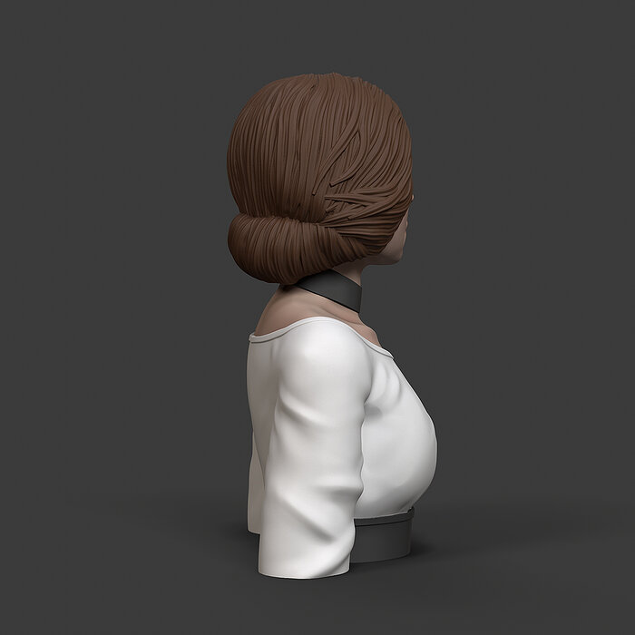 Girl P 3D print model bust of star wars character OBJ Model — view 2