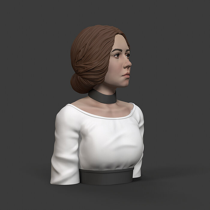 Girl P 3D print model bust of star wars character OBJ Model — view 5