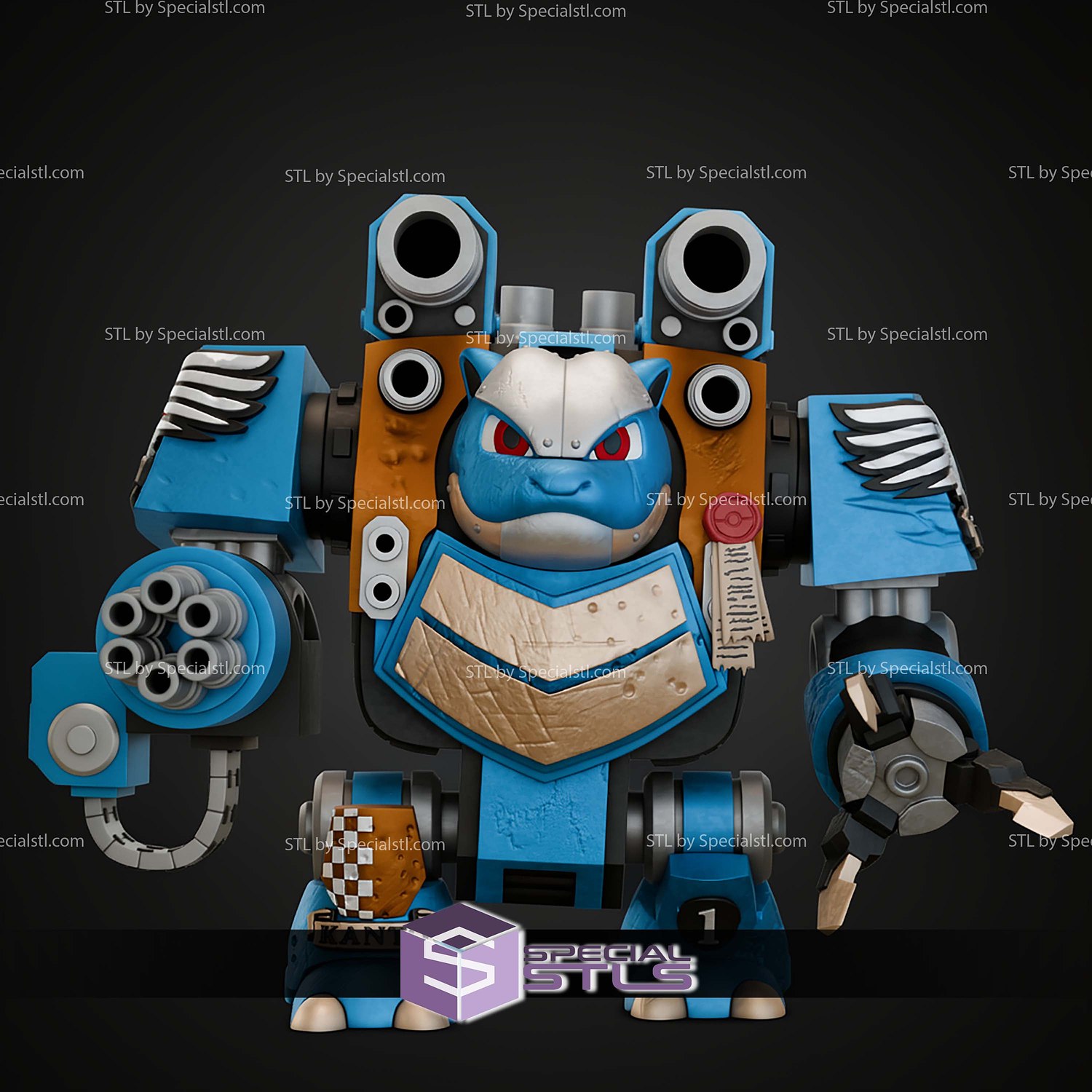 Blastoise Dreadnought Mashup STL Files 3D Model — view 4