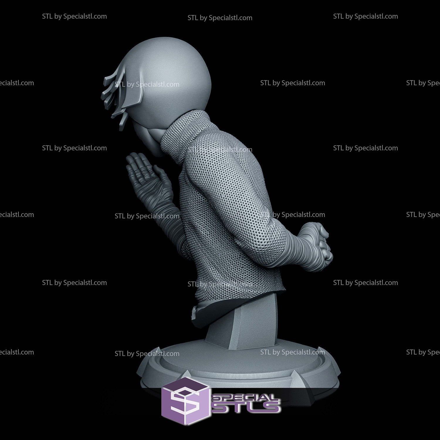 Rock Lee Bust 145mm 3D Printer Files STL Model — view 2