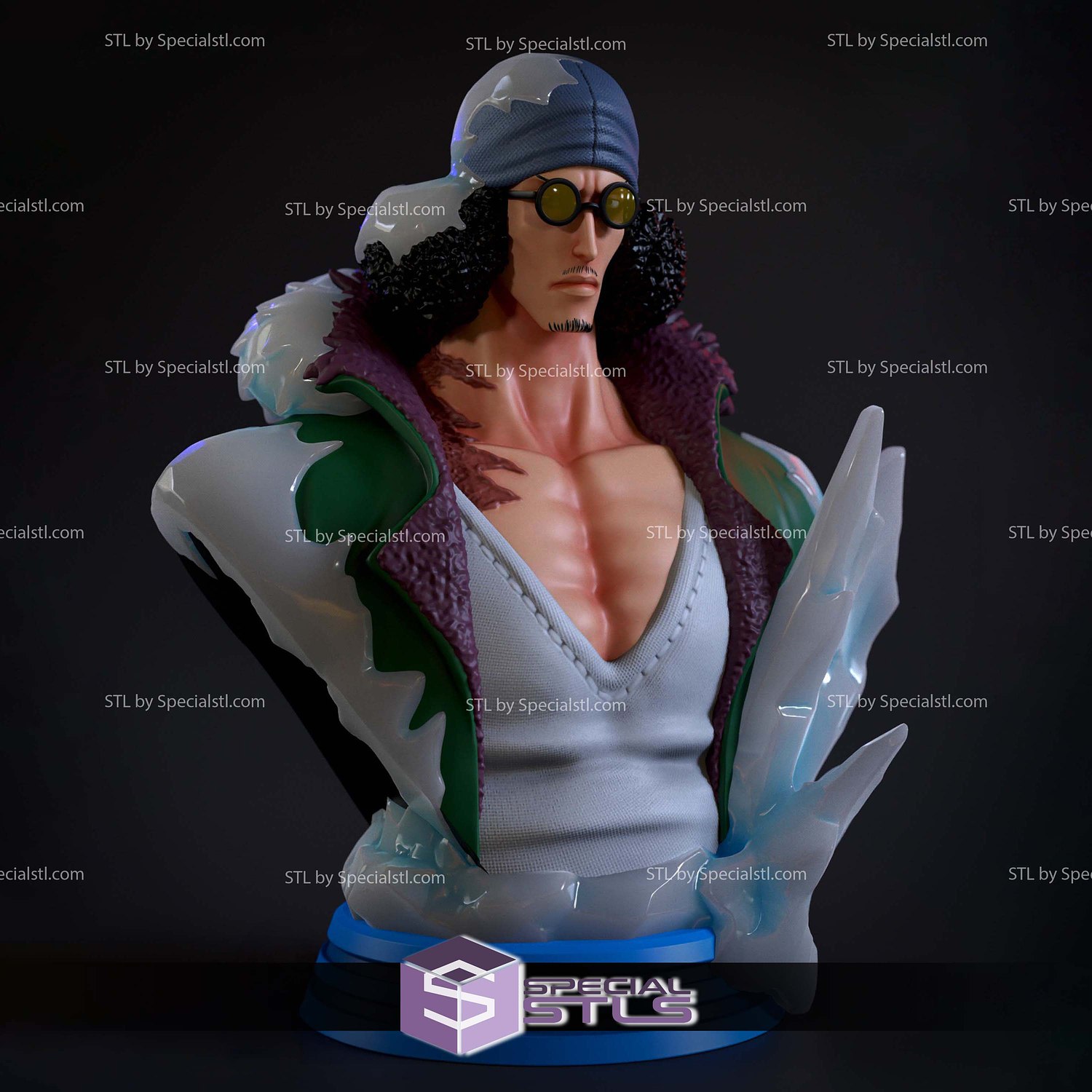 Kuzan Aokiji Bust STL Printer Files 3D Model — view 3
