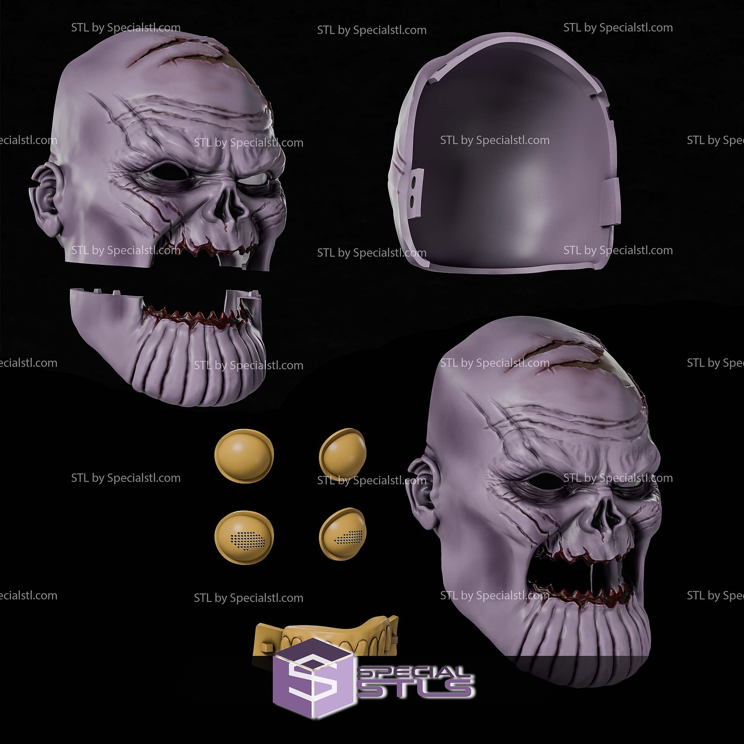 Cosplay STL Files Zombie Thanos Helmet 3D Model — view 5