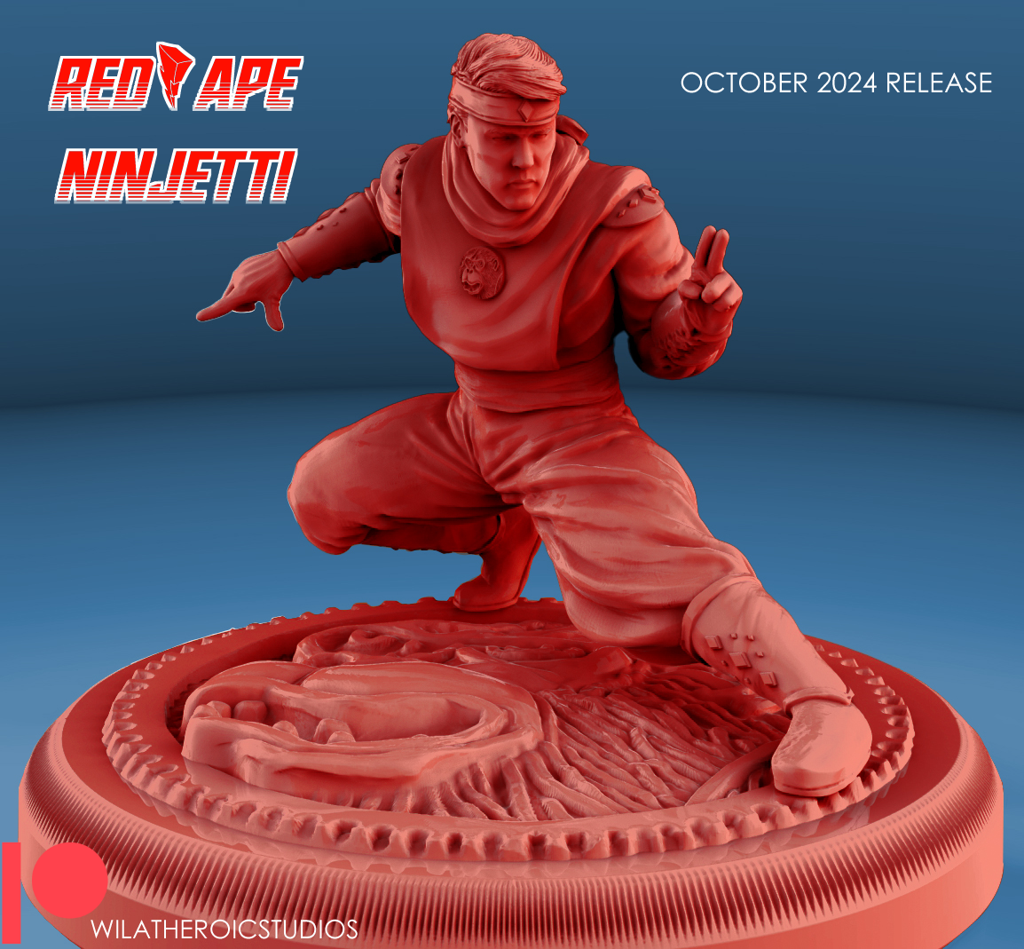 Red Ninjetti Ranger Statue 3D STL Model