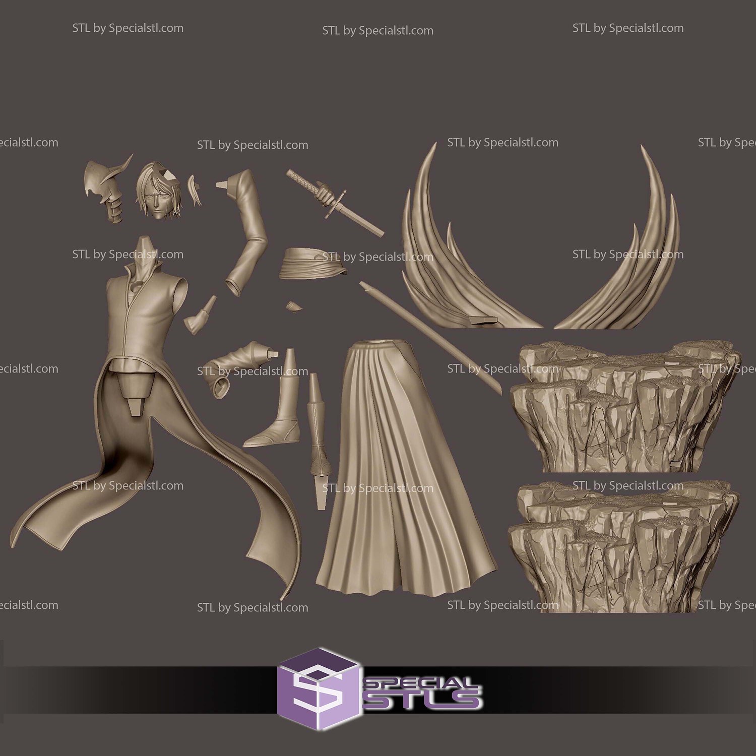Ulquiorra 1-10 Scale 3D Printer Files STL Model — view 5