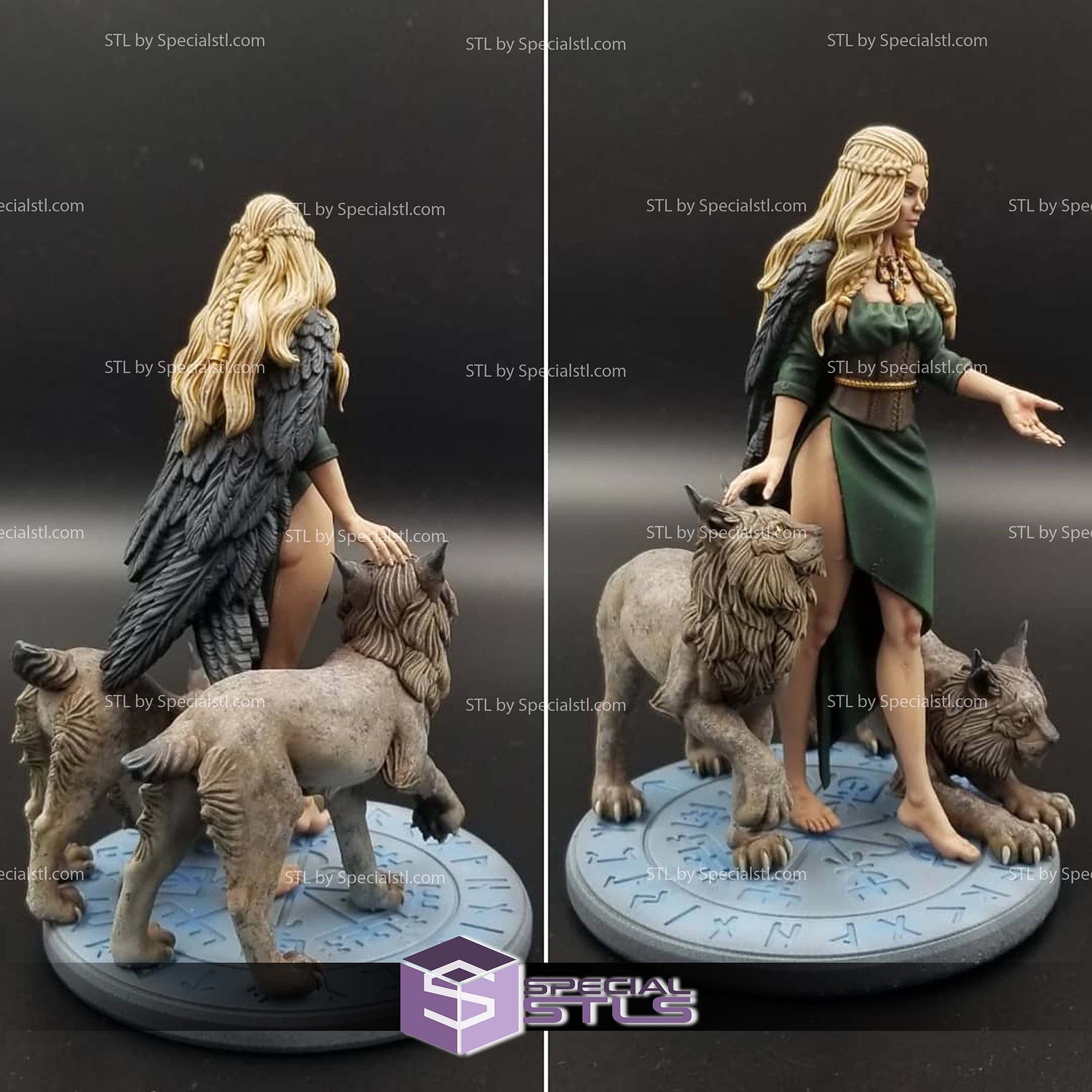 Freya and her lynxes 3D Printer Files STL Model — view 4