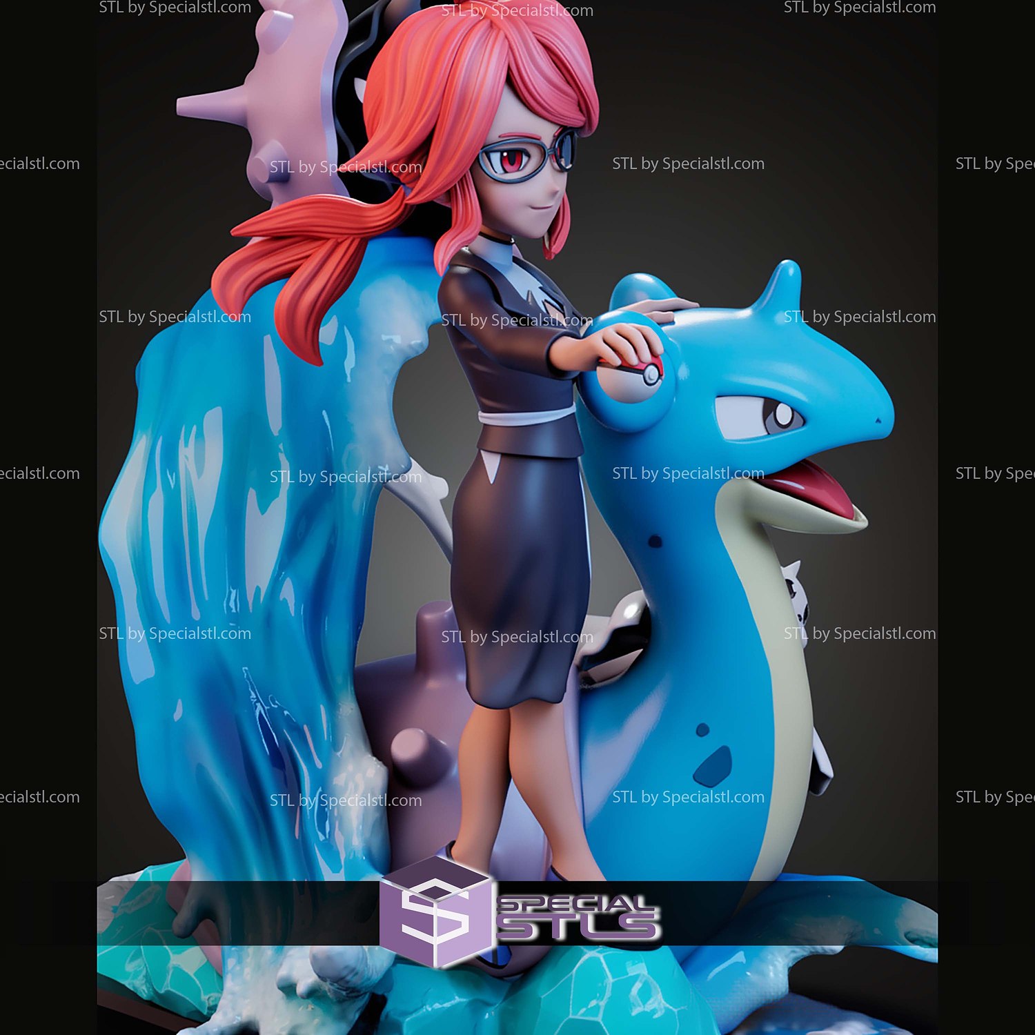 Lorelei And Lapras Pokemon STL Files 3D Model — view 2