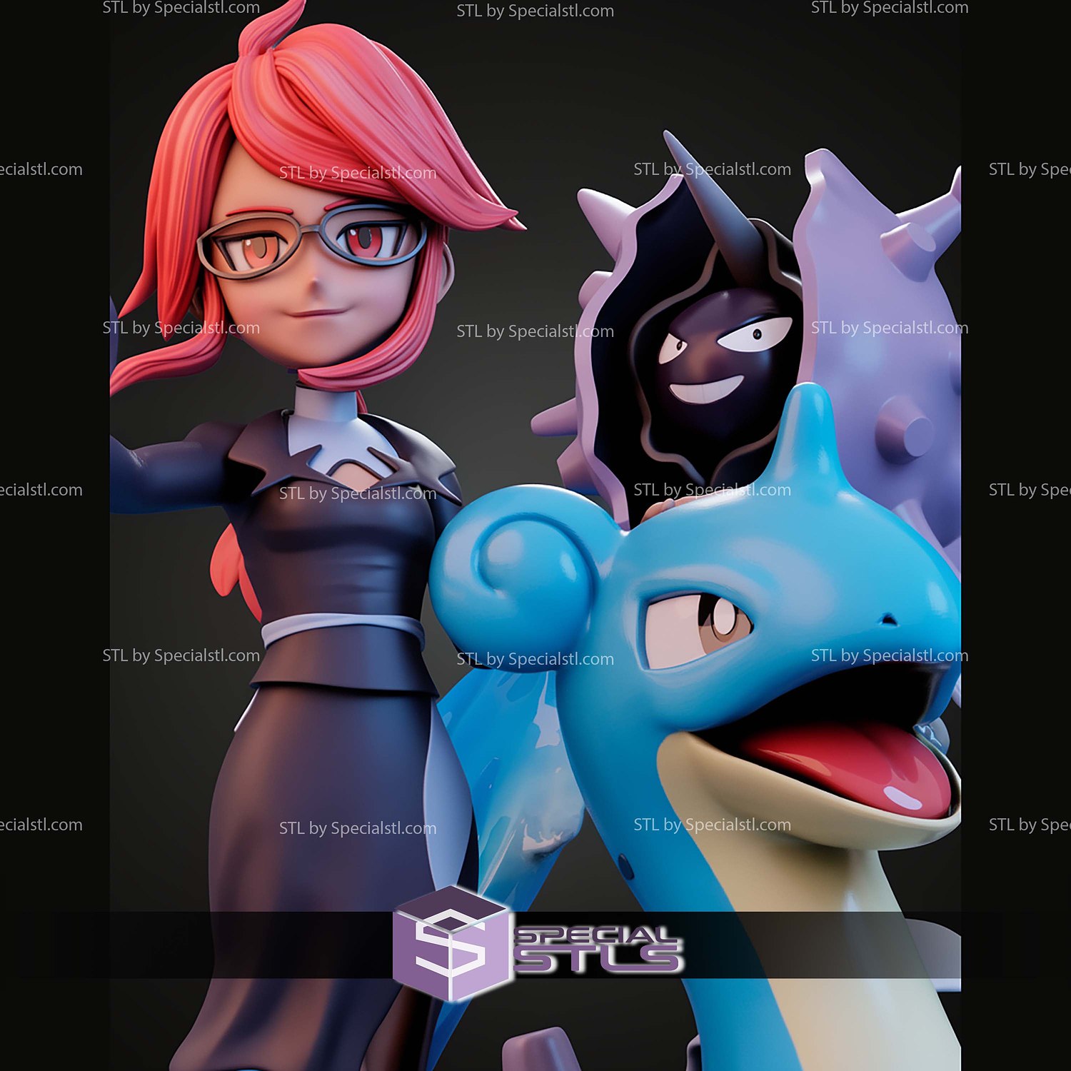Lorelei And Lapras Pokemon STL Files 3D Model — view 4