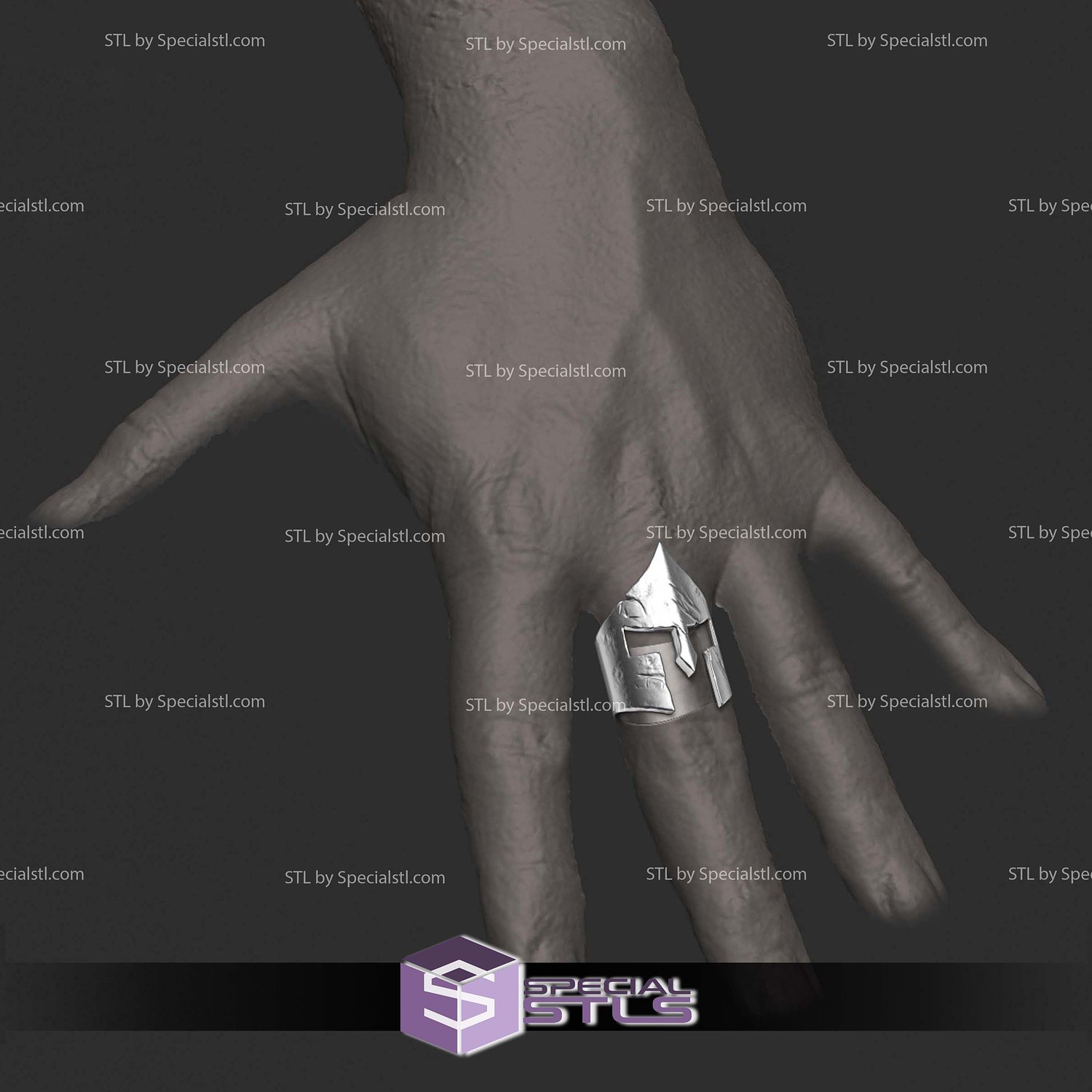 Cosplay STL Files Spartan Ring Finger 3D Model — view 2