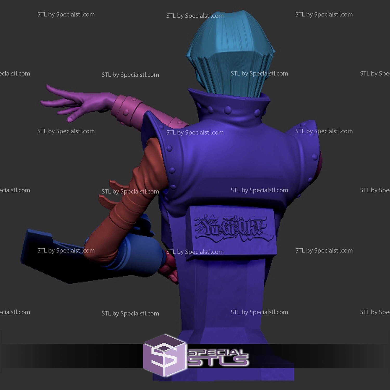 Seto Kaiba Bust STL Files 3D Model — view 2