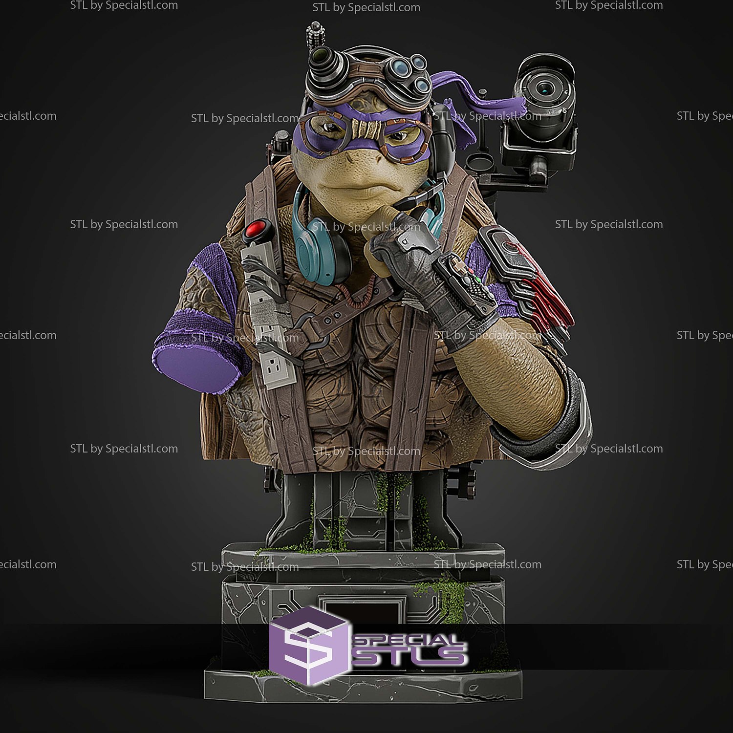 Donatello TMNT Bust Tech 123mm STL Files 3D Model — view 2
