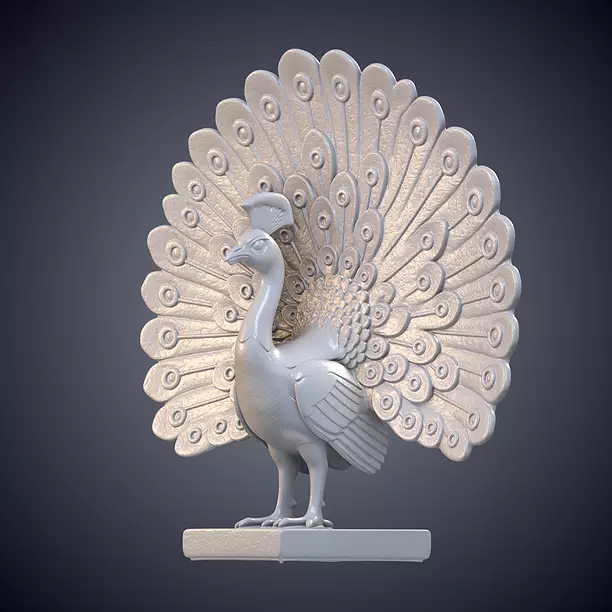 Decorative Peacock Statue with Open Tail Feathers PM-956 3D BLEND Model