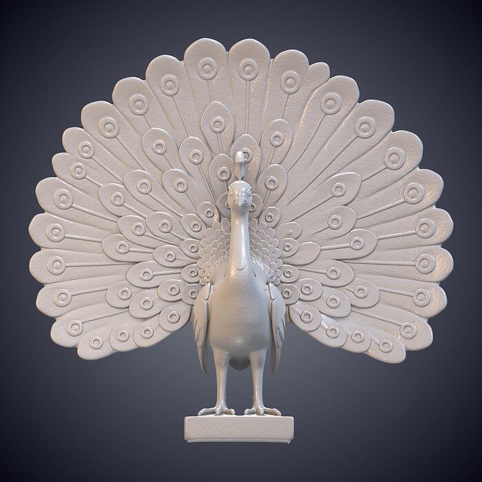 Decorative Peacock Statue with Open Tail Feathers PM-956 3D BLEND Model — view 2