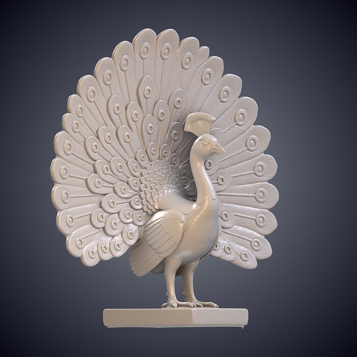 Decorative Peacock Statue with Open Tail Feathers PM-956 3D BLEND Model — view 4