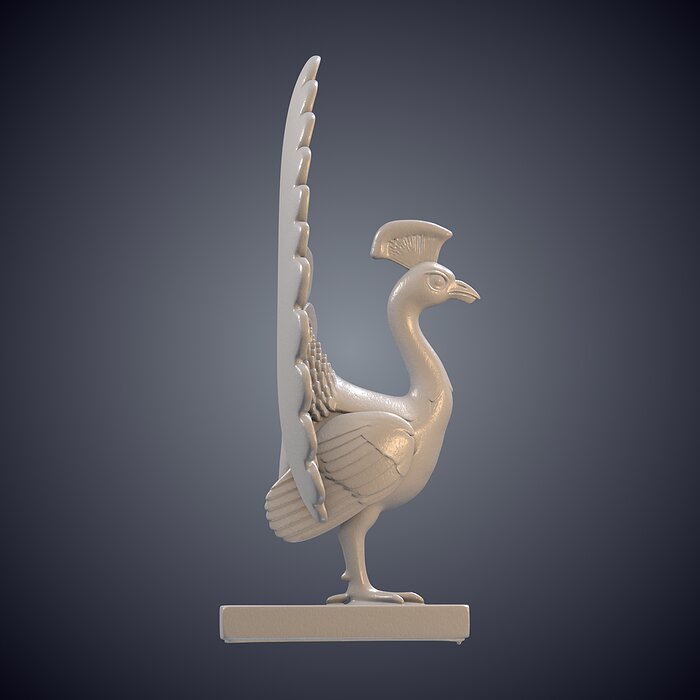 Decorative Peacock Statue with Open Tail Feathers PM-956 3D BLEND Model — view 6