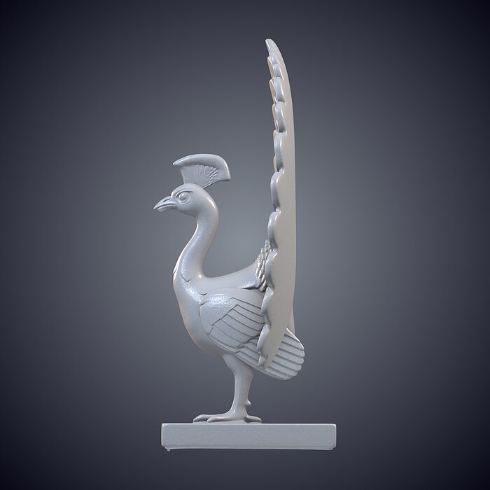 Decorative Peacock Statue with Open Tail Feathers PM-956 3D BLEND Model — view 7