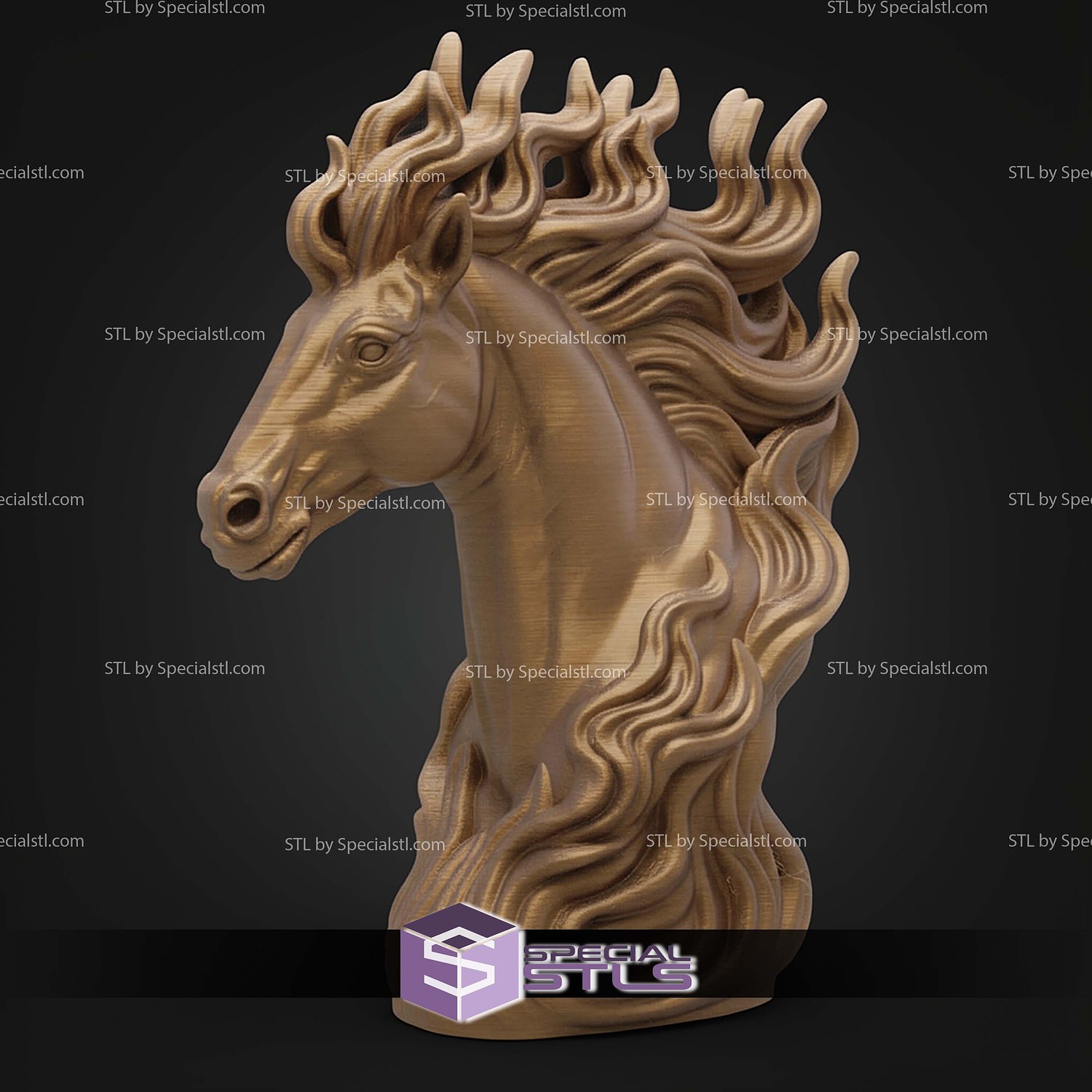 Basic STL Collection Horse Bust 3D Model — view 2