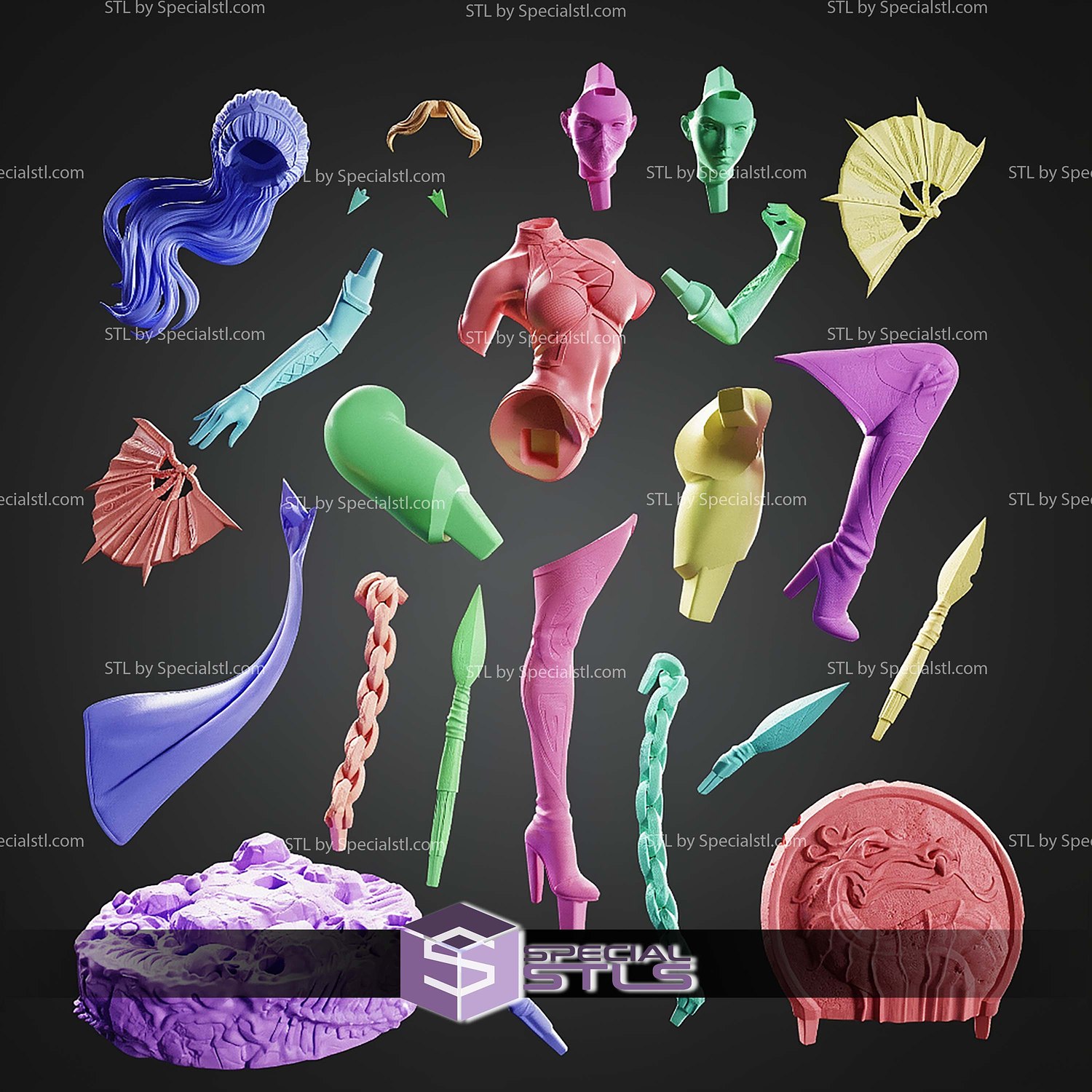 Kitana Mortal Kombat 261mm STL Files 3D Model — view 2