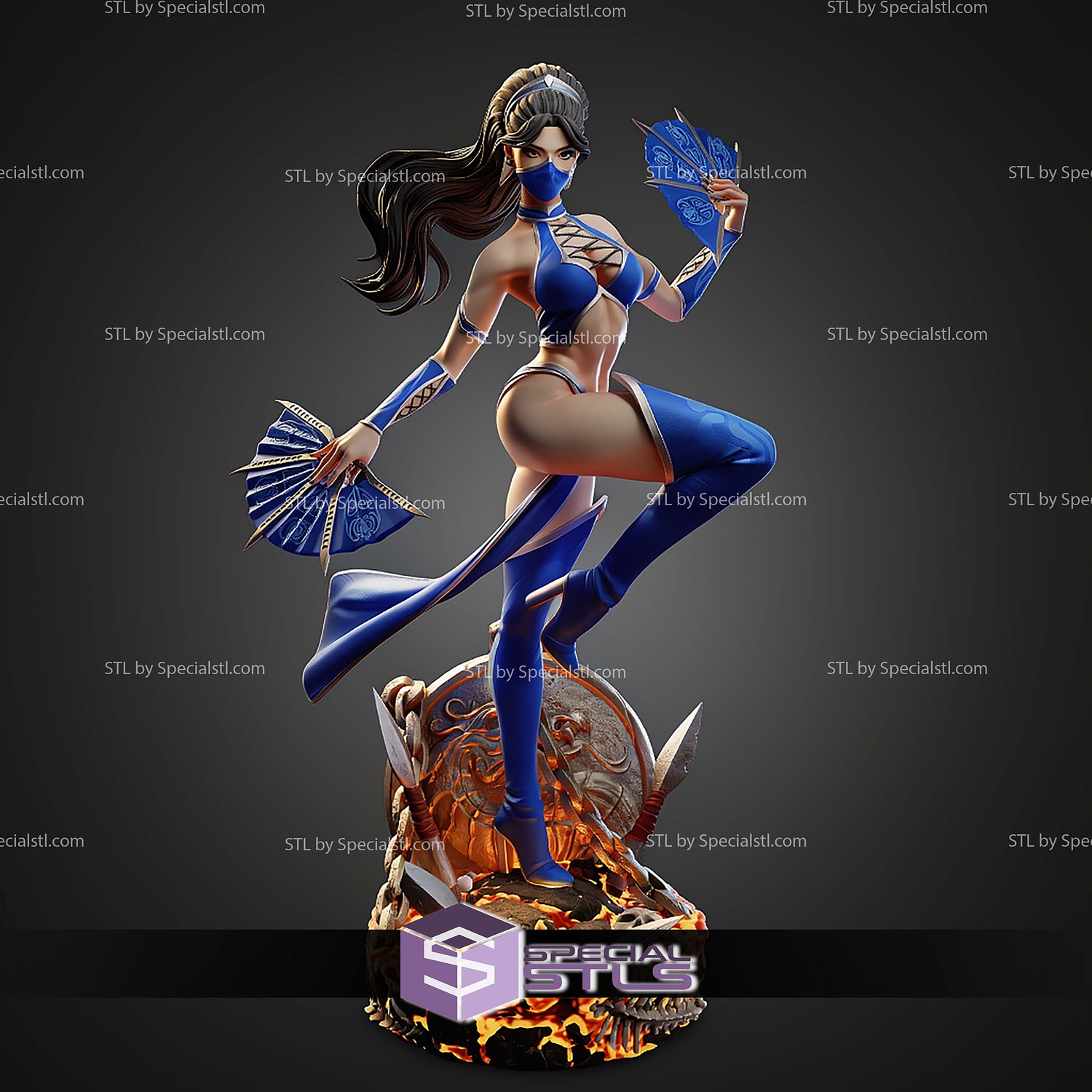 Kitana Mortal Kombat 261mm STL Files 3D Model — view 3