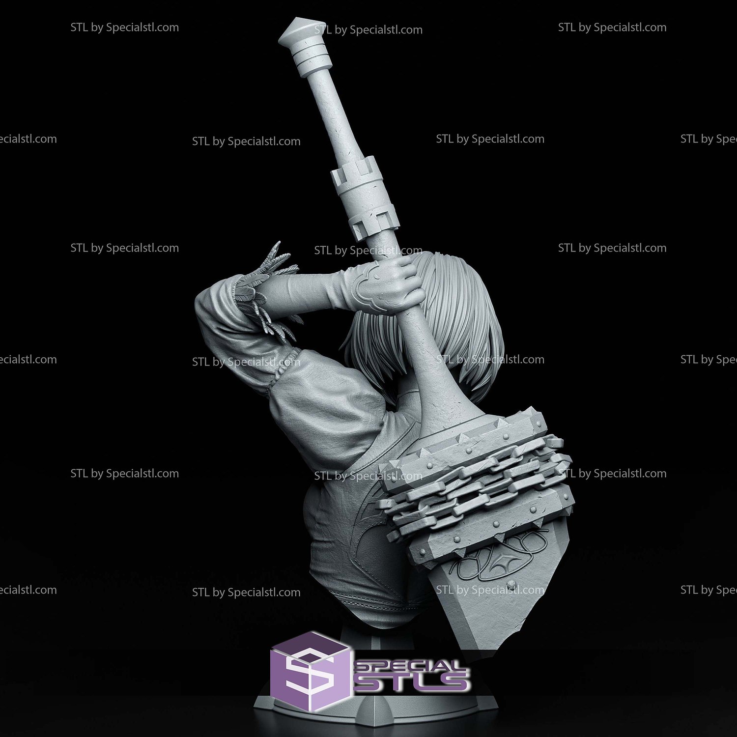 2B Nier Automata Bust 167mm 3D Printer Files STL Model — view 3