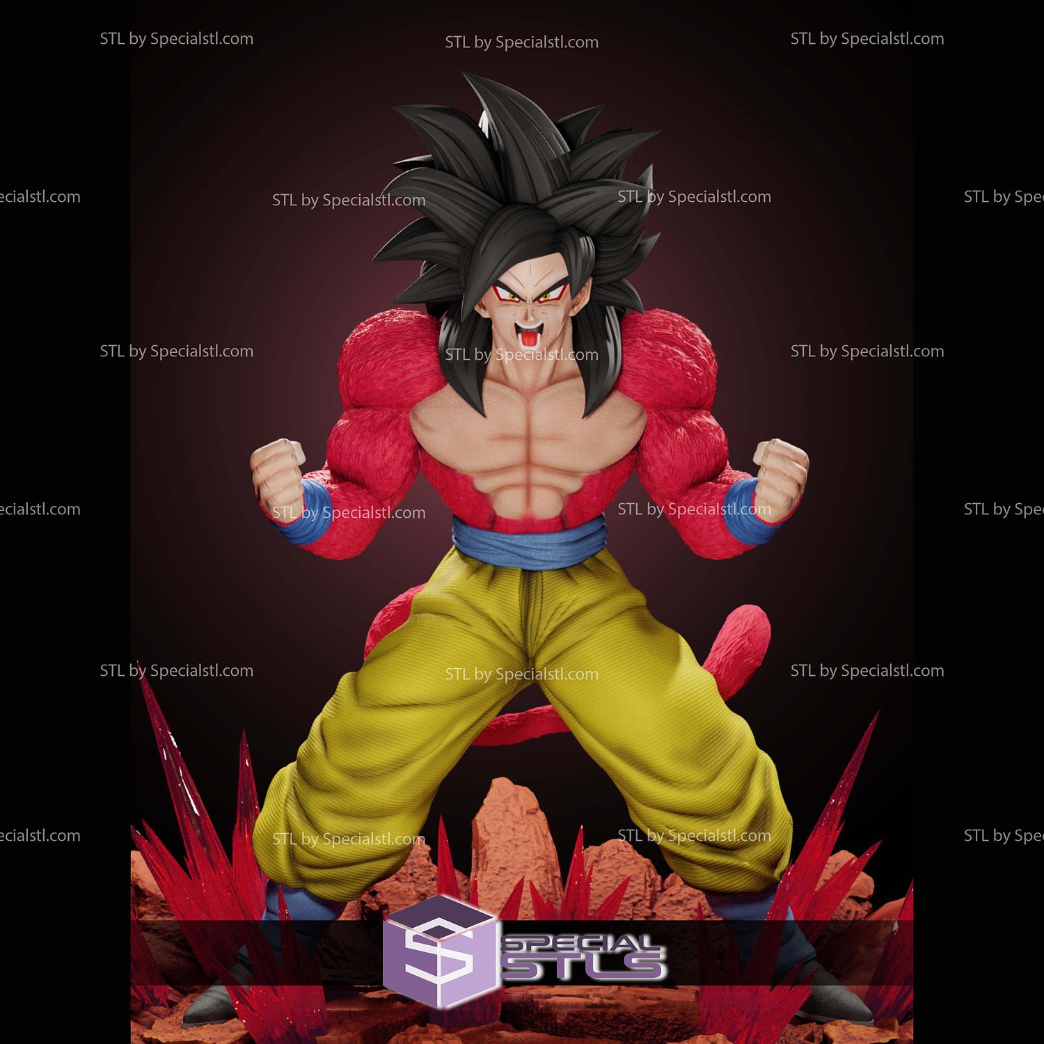 Goku SSJ4 GT Angry 3D Printer Files STL Model — view 2