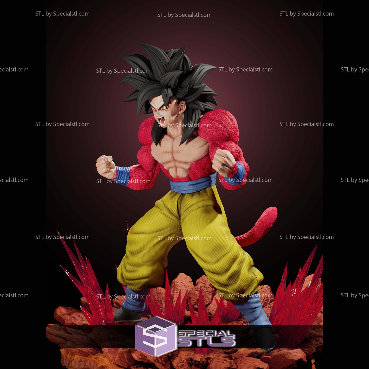 Goku SSJ4 GT Angry 3D Printer Files STL Model — view 3