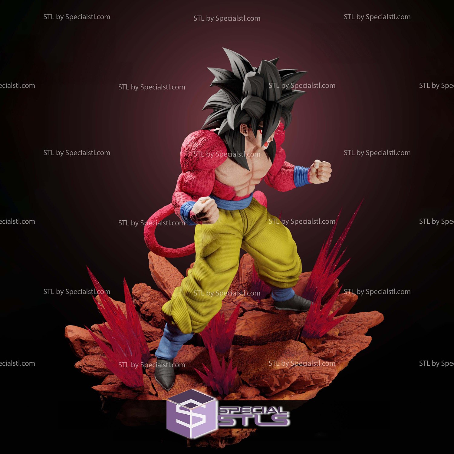 Goku SSJ4 GT Angry 3D Printer Files STL Model — view 5