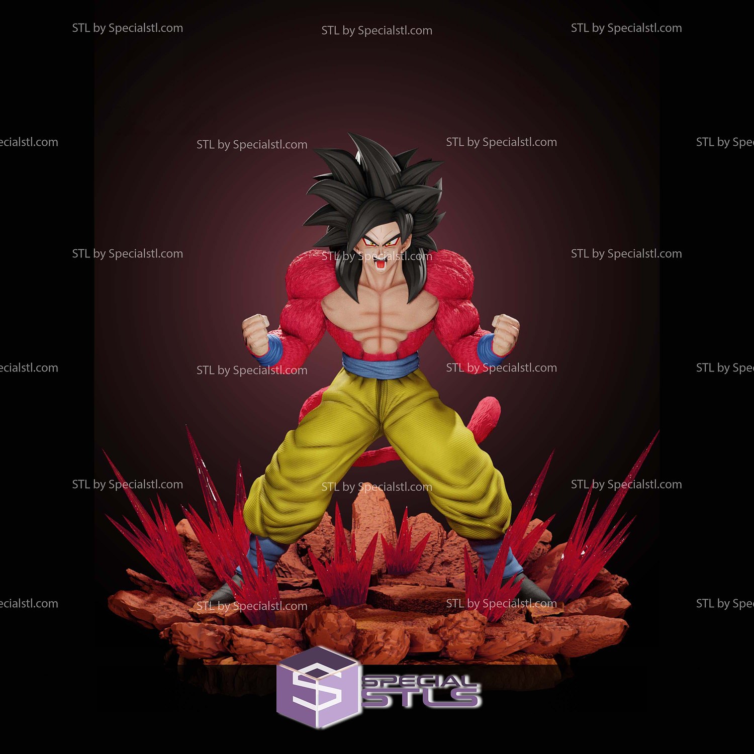 Goku SSJ4 GT Angry 3D Printer Files STL Model — view 6