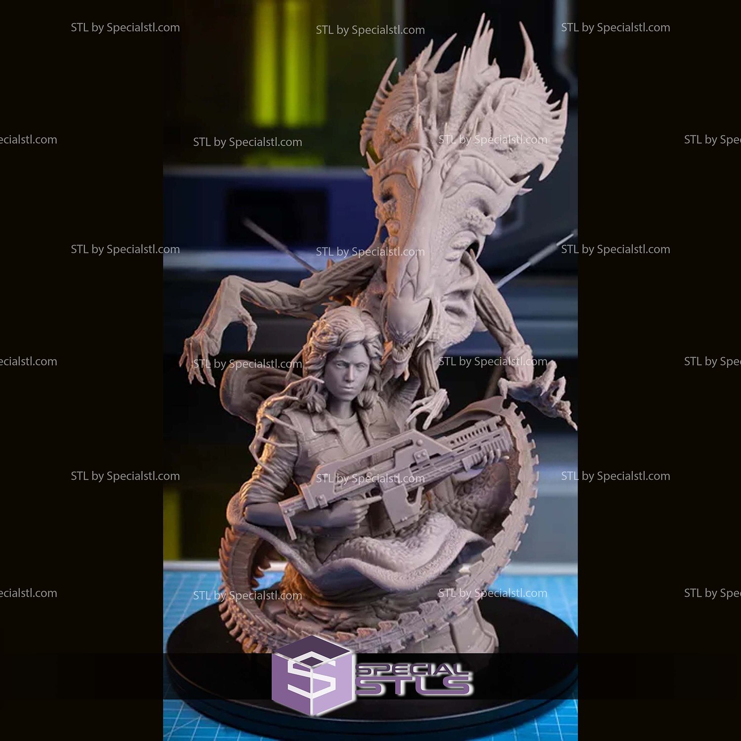 Ellen Ripley and Alien 3D Printer Files STL Model — view 4