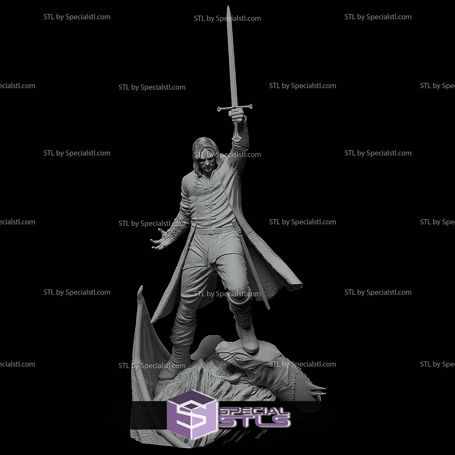 Aragorn and Sword LOTR 3D Printer Files STL Model — view 2