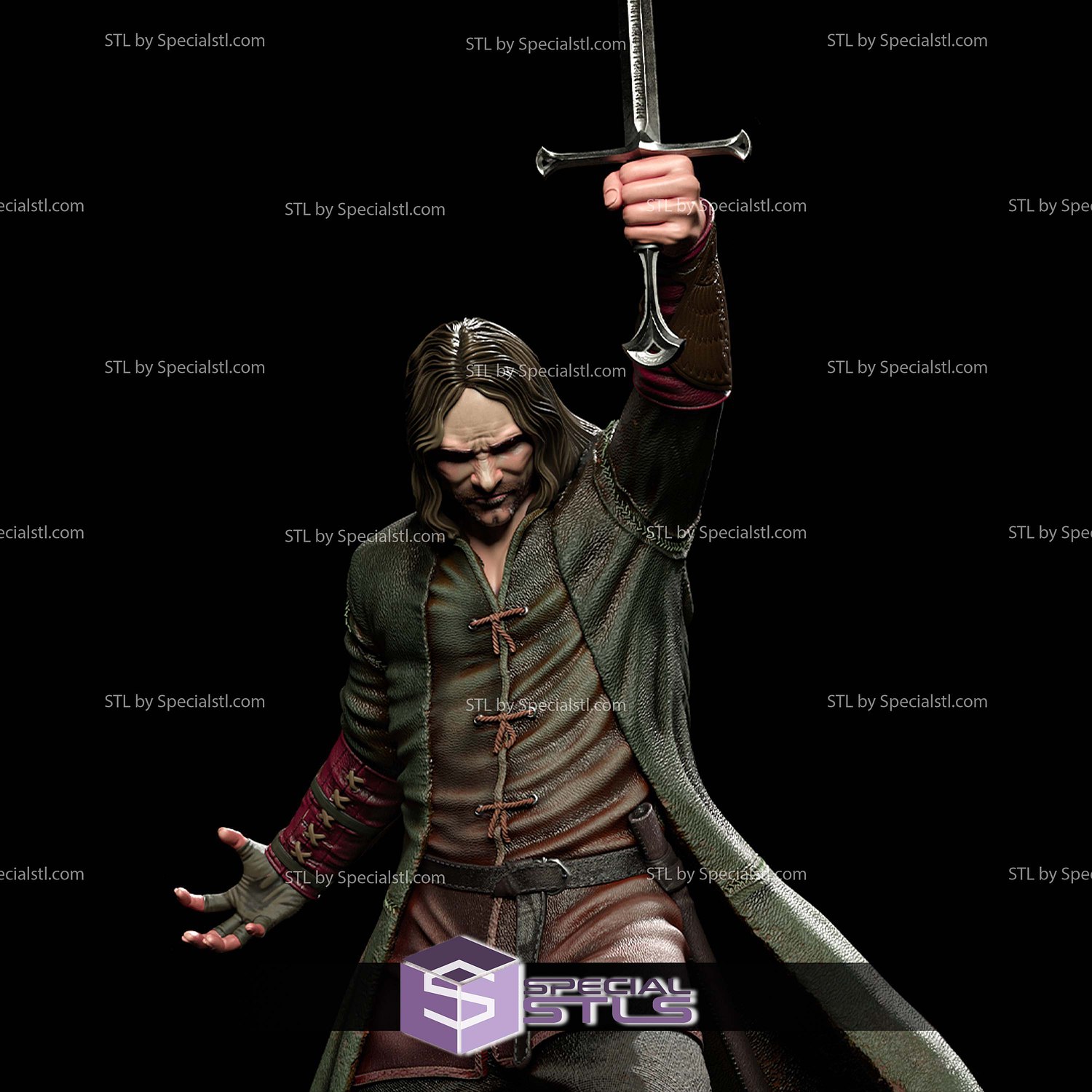 Aragorn and Sword LOTR 3D Printer Files STL Model — view 3