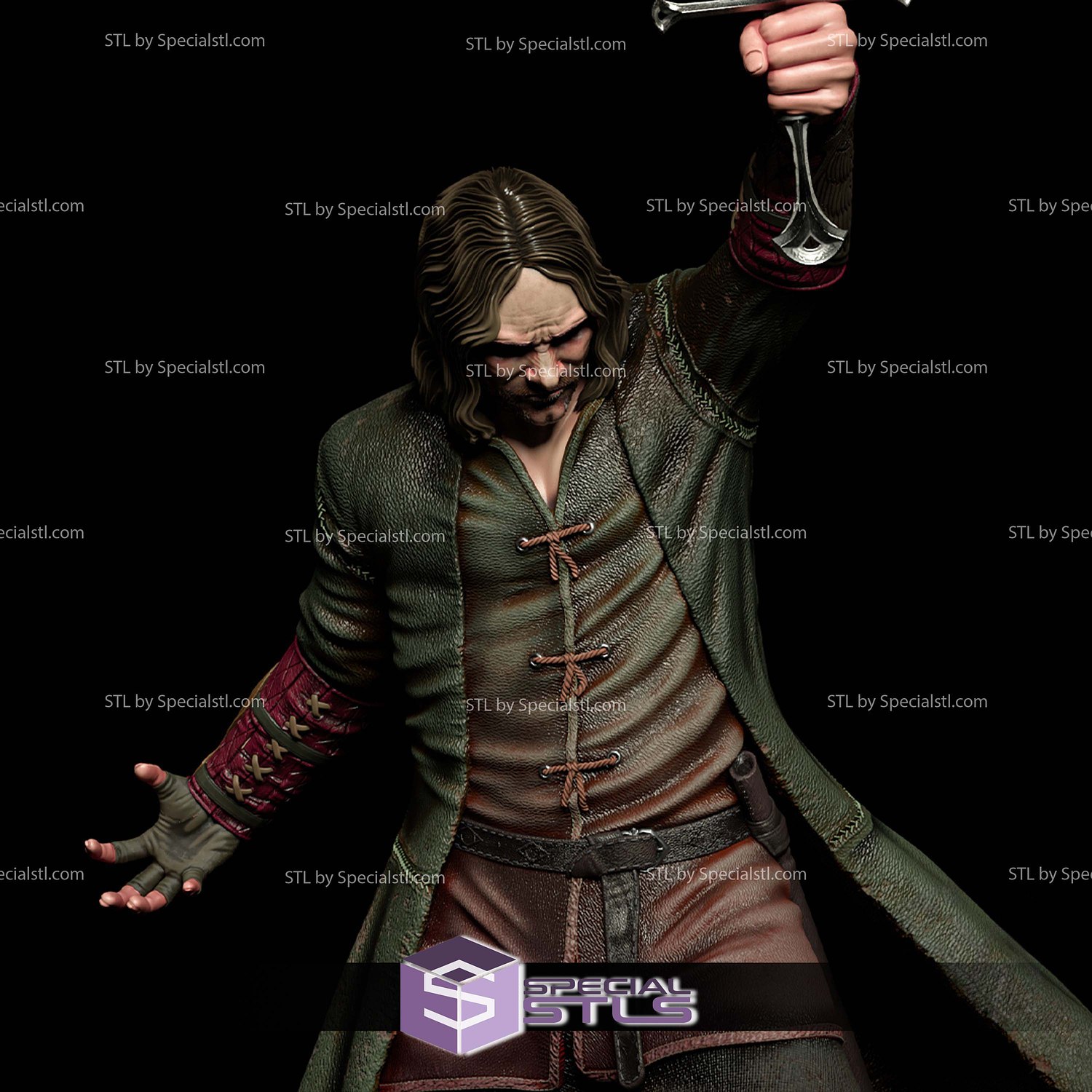Aragorn and Sword LOTR 3D Printer Files STL Model — view 4