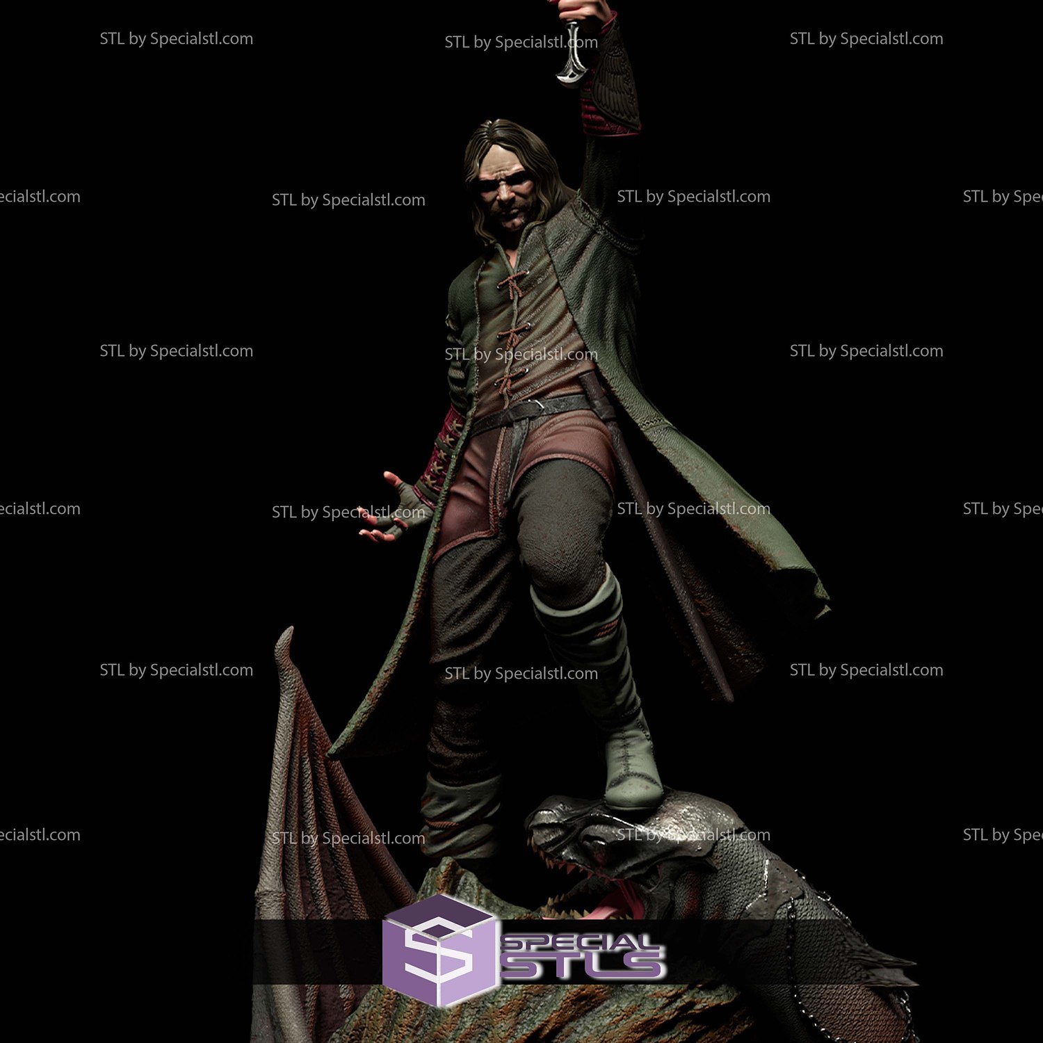 Aragorn and Sword LOTR 3D Printer Files STL Model — view 5