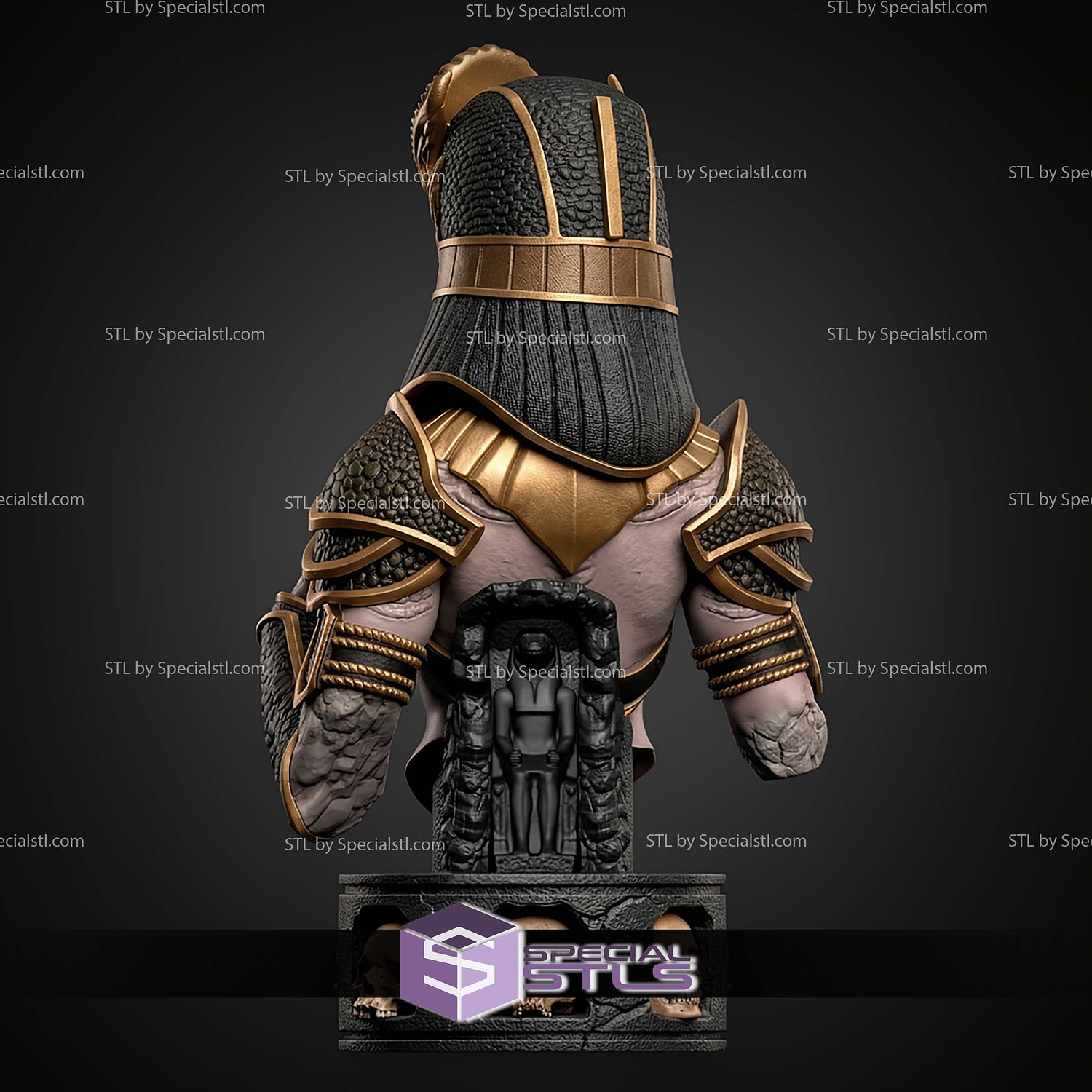 Sobek Egyptian God Bust Fanart STL Files 3D Model — view 2