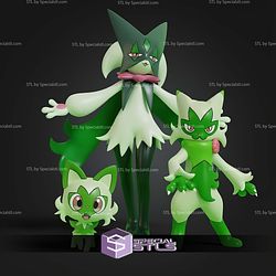 Basic Pokemon STL Sprigatito Floragato Meowscarada 3D Model
