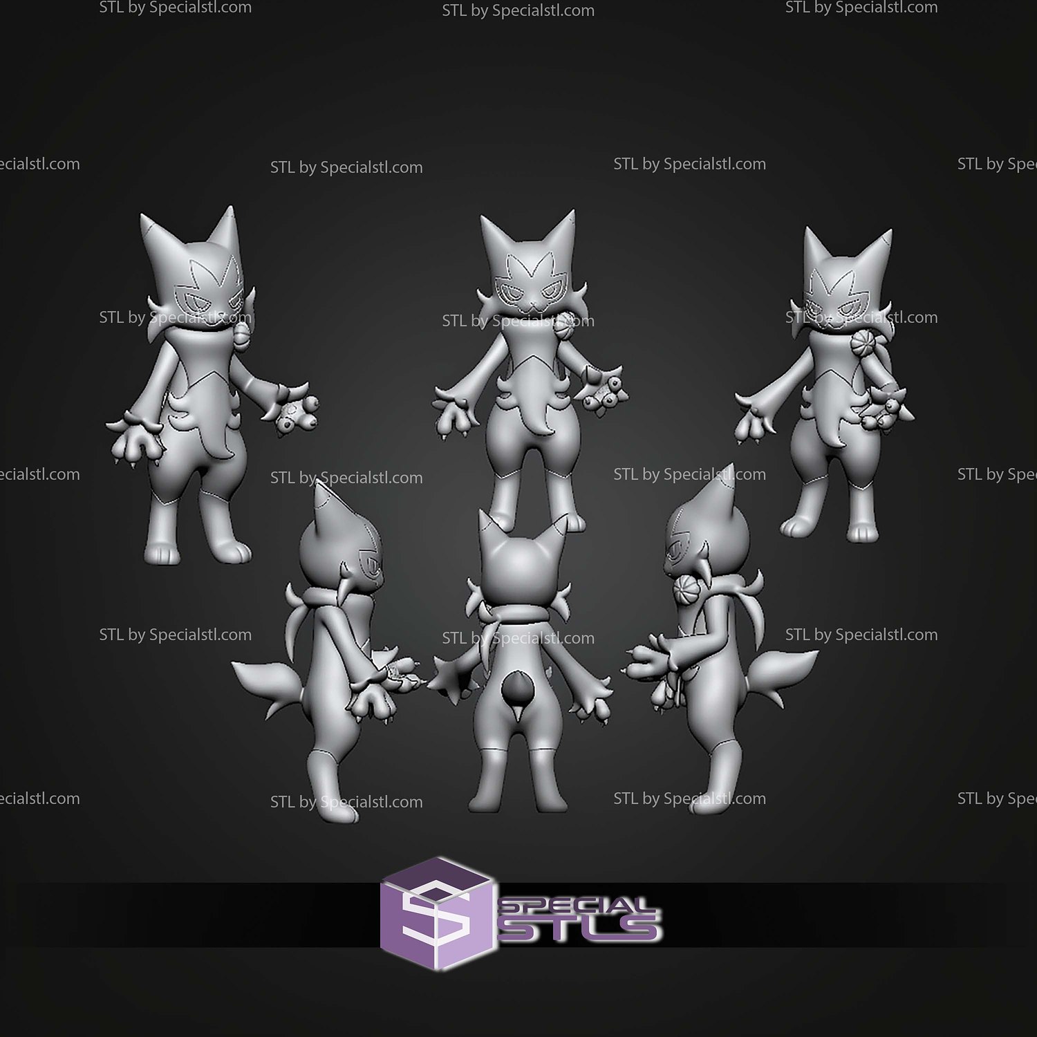 Basic Pokemon STL Sprigatito Floragato Meowscarada 3D Model — view 2