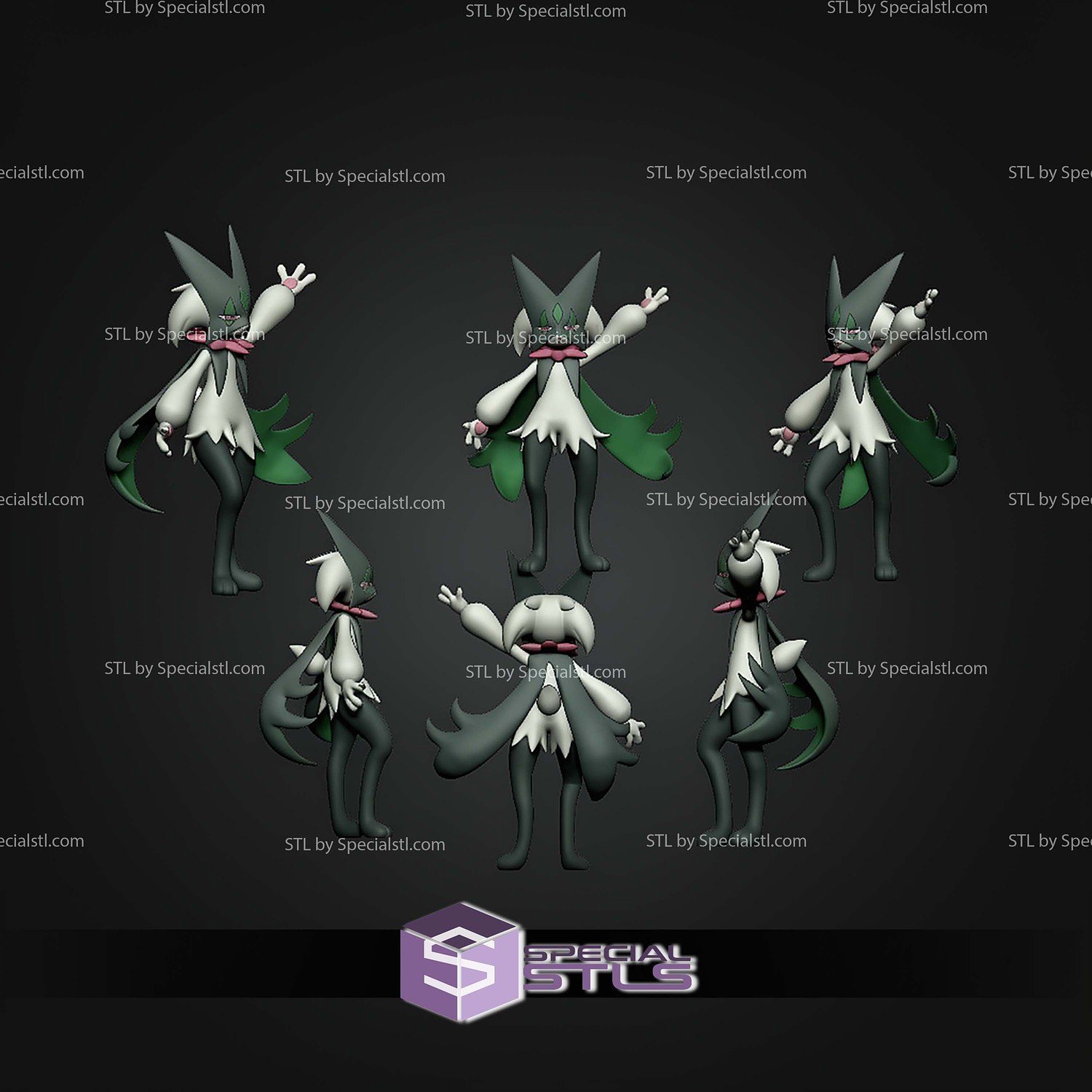 Basic Pokemon STL Sprigatito Floragato Meowscarada 3D Model — view 3
