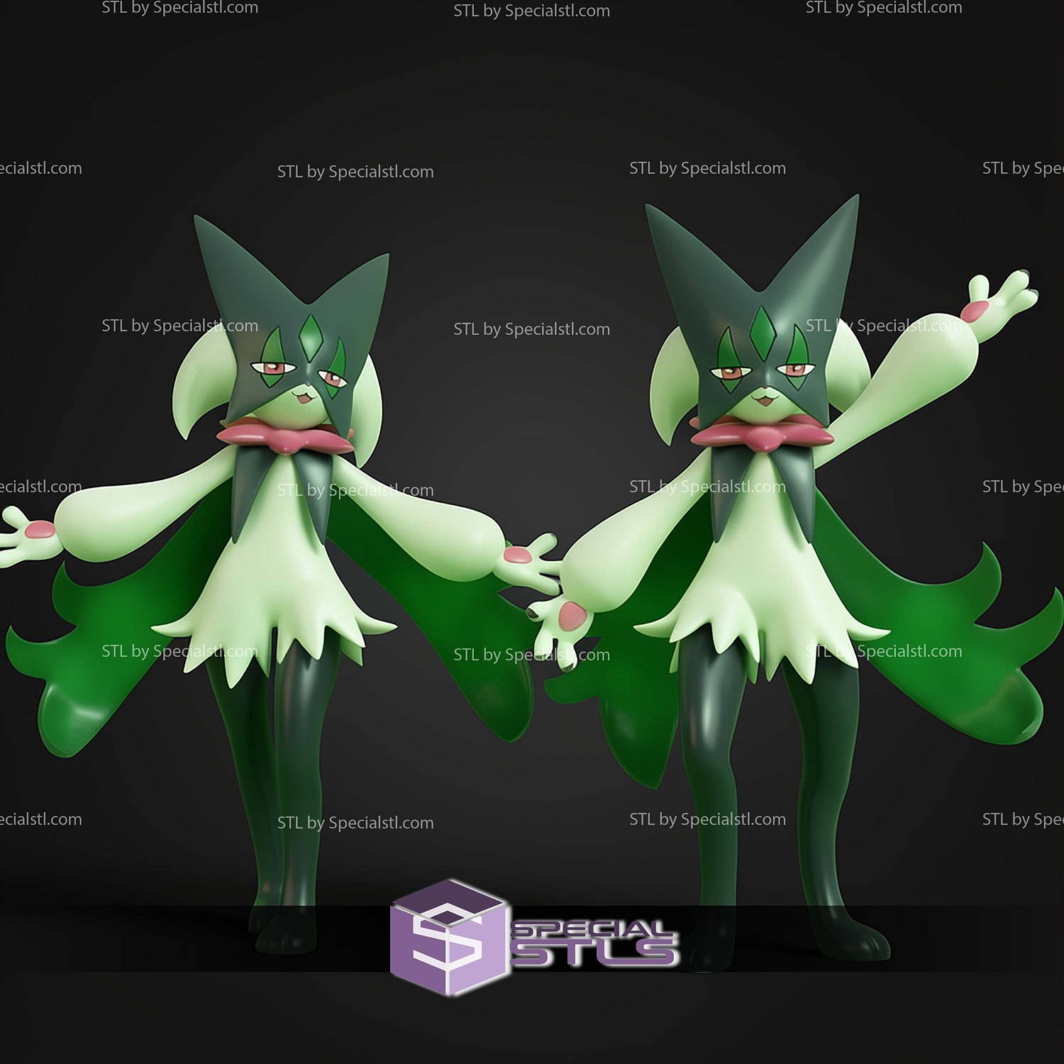 Basic Pokemon STL Sprigatito Floragato Meowscarada 3D Model — view 4