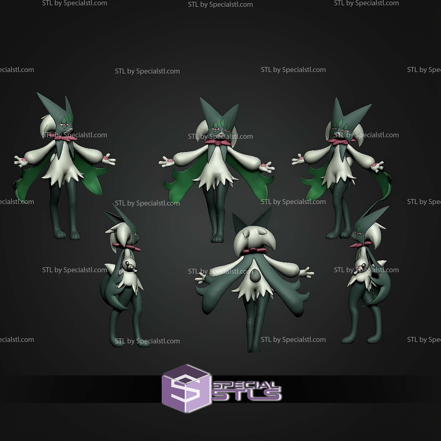 Basic Pokemon STL Sprigatito Floragato Meowscarada 3D Model — view 5