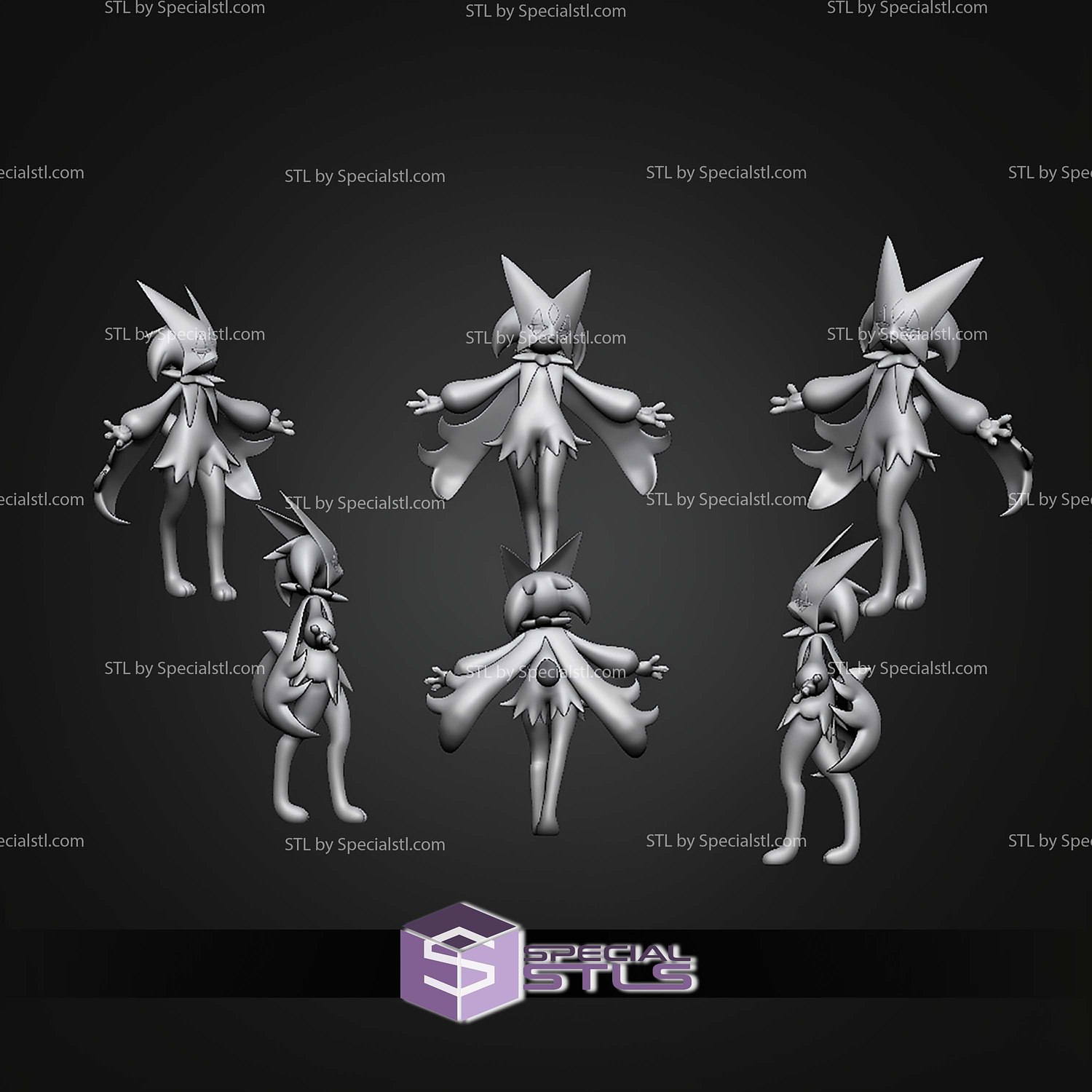 Basic Pokemon STL Sprigatito Floragato Meowscarada 3D Model — view 6