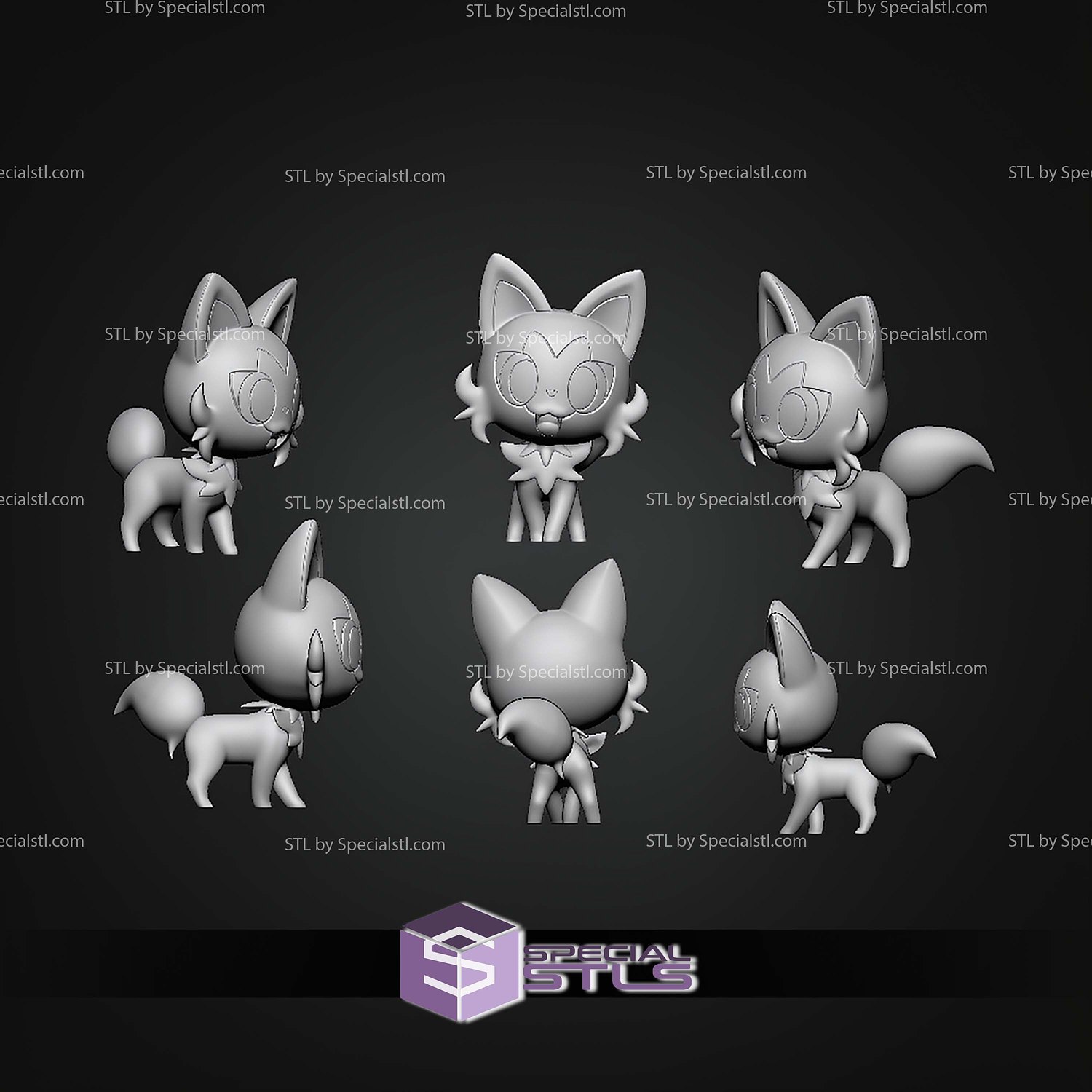 Basic Pokemon STL Sprigatito Floragato Meowscarada 3D Model — view 7