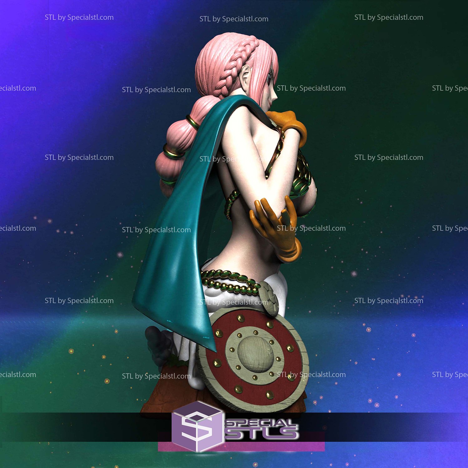 Rebecca One Piece Bust STL Files 3D Model — view 3