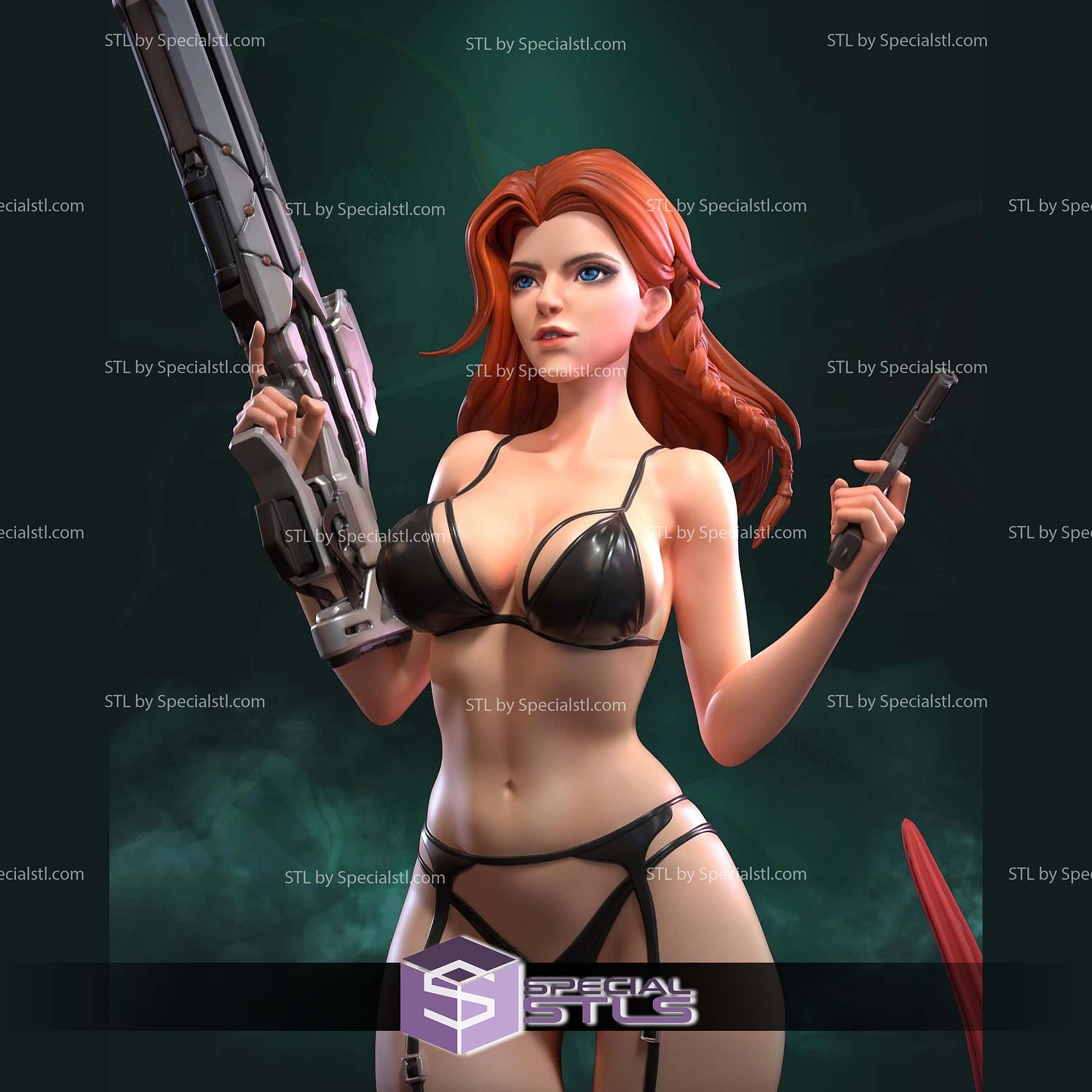Black Widow Beach Outfit Marvel Rival STL Files 3D Model — view 3